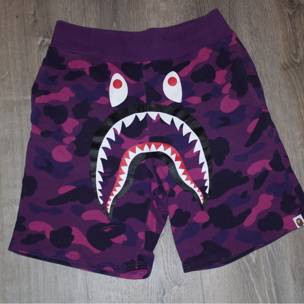 Bape Purple Camo Shark Men Shorts